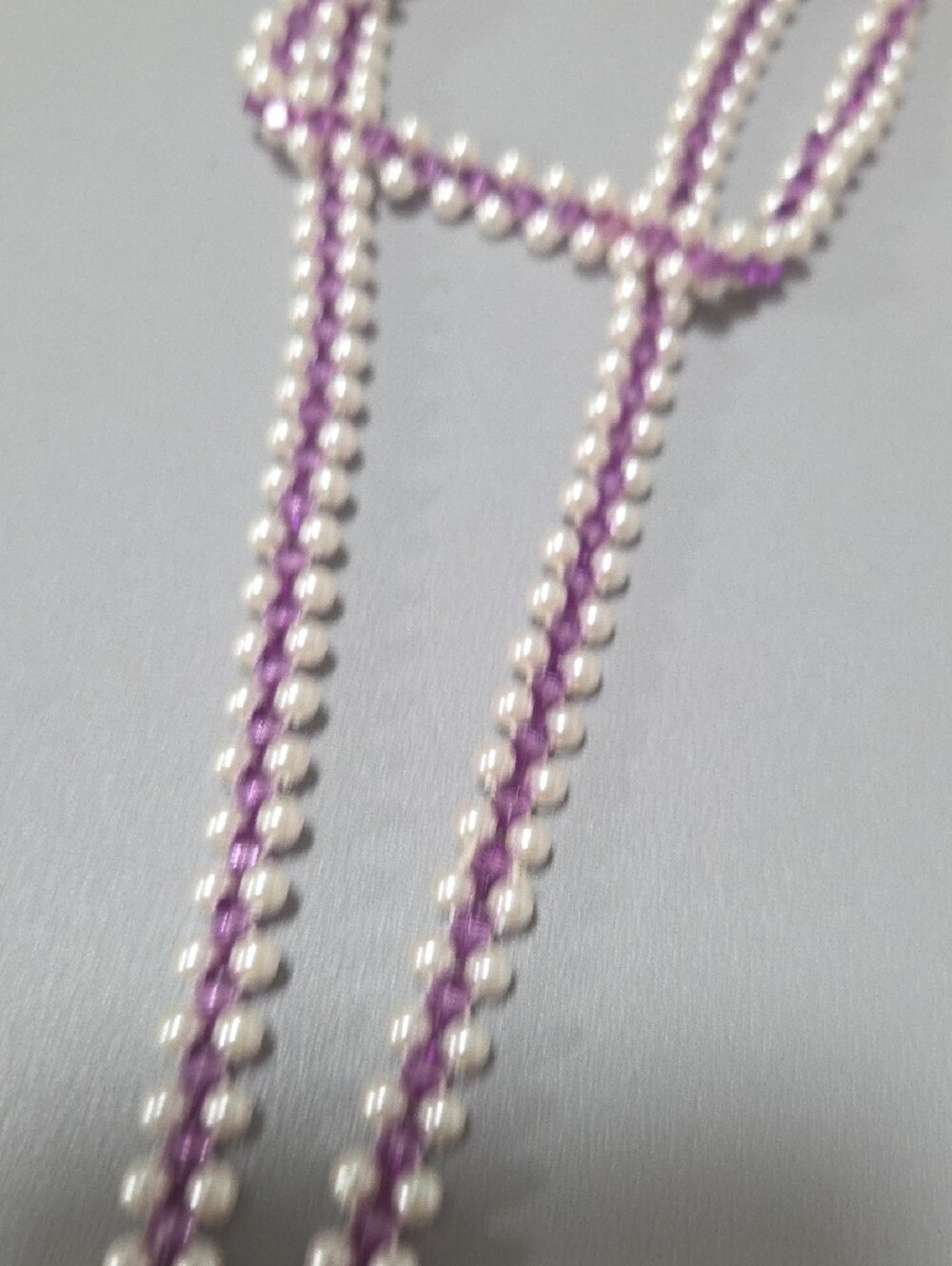 Pearl and Purple Bead Strand Necklace - Women Jewelry - Picture 3 of 5